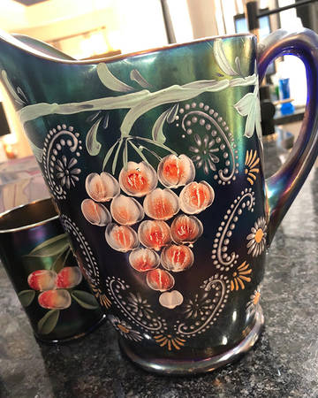 Enameled Grape Pitcher
