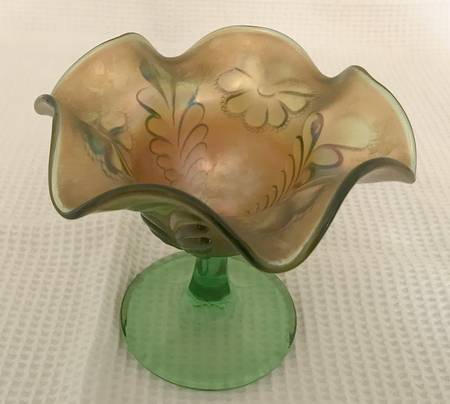 Daisy and Plume Green (Carnival) Round Compote (Height X Width)