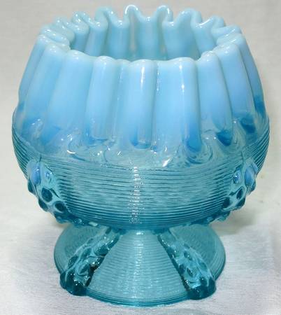 Button Panels Blue (Opalescent) 3" Rose Bowl