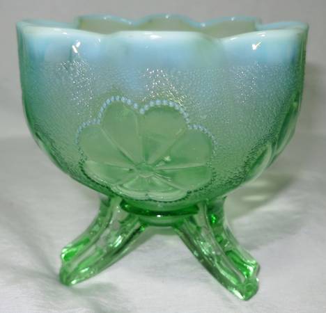 Daisy and Plume Green Opalescent by Northwood