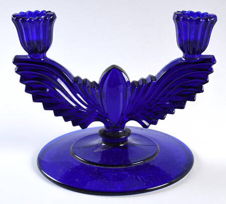 Queen Ann-Cobalt Double Light Candlestick