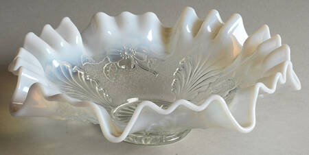 Blossoms and Palms-White Opalescent by Northwood