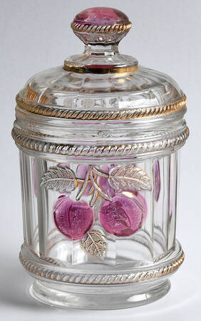 Peach-Clear (Ruby-Gold Flash) Sugar Bowl & Lid