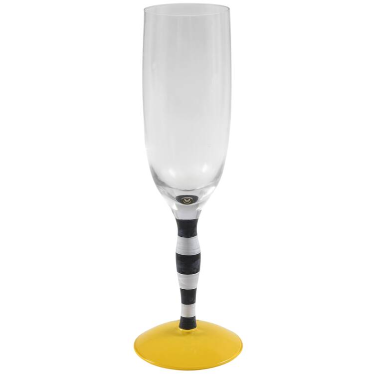 Polka Yellow (Yellow Base) Fluted Champagne by Orrefors