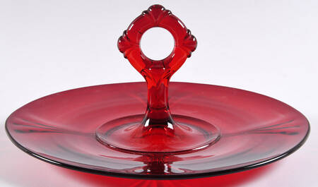 Crow's Foot Ruby Center Handle Tray