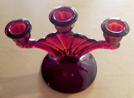 Crow's Foot Ruby 3 Light Candlestick