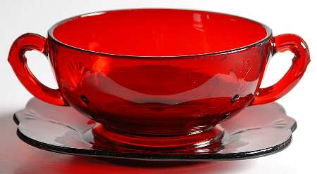 Crow's Foot Ruby Footed Cream Soup & Saucer Set