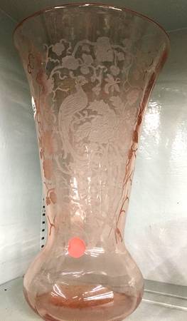 Peacock and Wild Rose Pink 12" Flower Vase