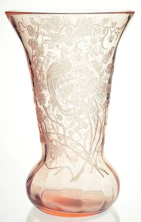 Peacock and Wild Rose Pink 10" Flower Vase