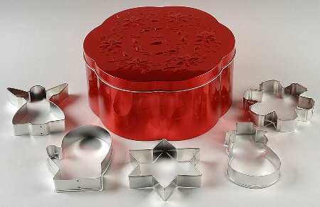 Fantasia 8" Metal Round Box & Lid with Cookie Cutters
