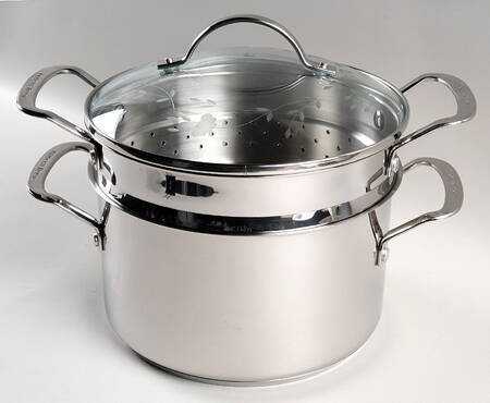 Heritage 5 Qt Stock Pot w/Steamer & Glass Lid