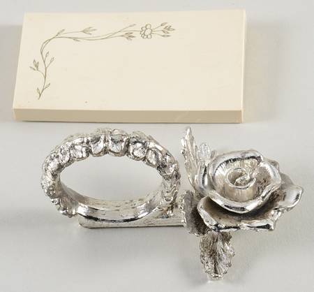 Heritage Metal Napkin Ring/Card Holder w/Box of Placards by Princess House