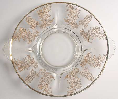 Gazebo (Gold Encrusted) 13" Round Handled Tray
