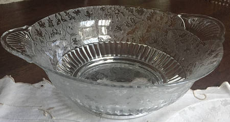 Spring Orchard Clear 9" Handled Bowl