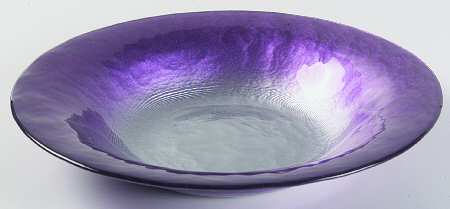 Pearlescent Aubergine and Silver Large Rim Soup Bowl
