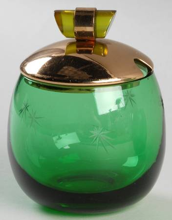 Emerald Glo Small Condiment Jar w/Metal Lid