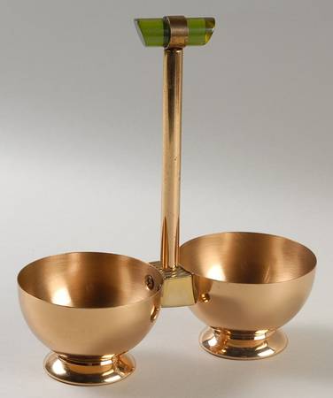 Emerald Glo Center Handle Metal Holder for Cruet Set