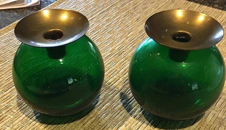 Emerald Glo Single Light Candlestick