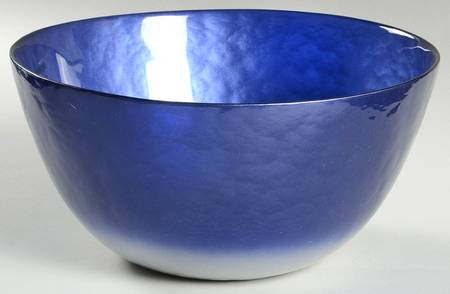Pearlescent Dark Blue and Silver 9" Round Bowl