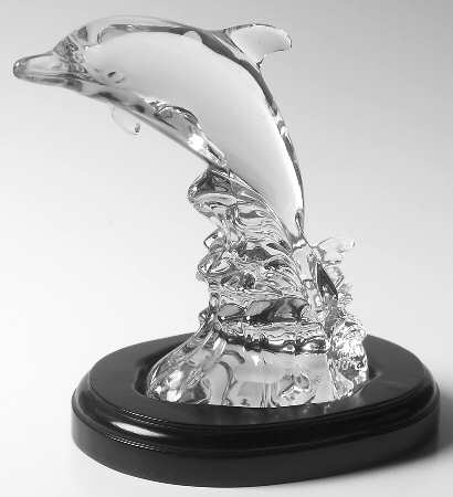 Animals & Figurines Dolphin Figurine W/Wood Base