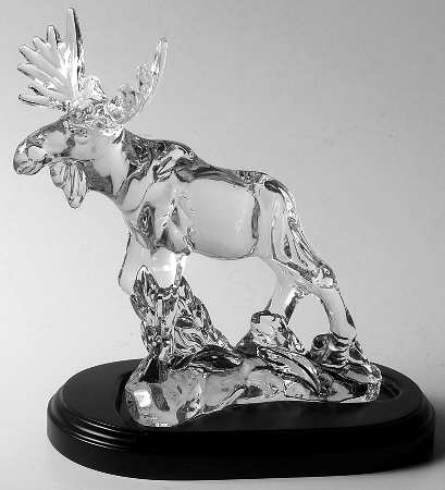 Animals & Figurines Clear Moose with Wood Base