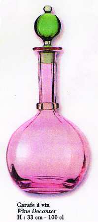 Isabelle Pink and Green Wine Decanter & Stopper
