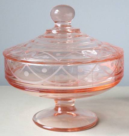 Marie Pink Footed Candy Dish & Lid