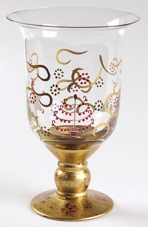 Holiday Gold 1 Piece Footed Hurricane/Candleholder