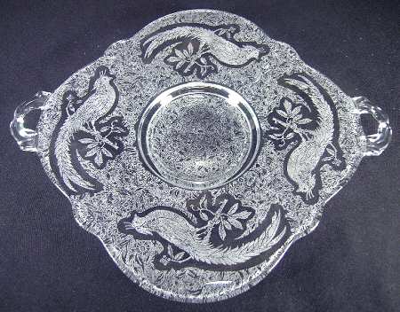 Sasha Bird Clear Handled Cake Plate