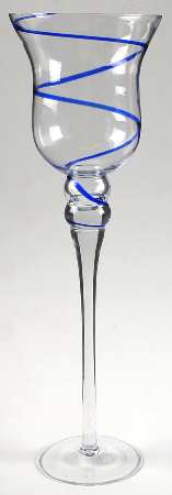Swirline Cobalt 15" Tall Single Light Candlestick