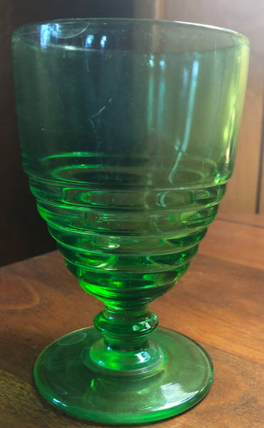 Penny Line Green Low Water Goblet