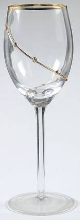 Gold Dot Swirl Wine Glass