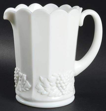 Paneled Grape Milk Glass 32 Oz Pitcher