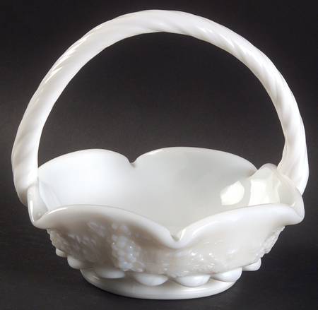 Paneled Grape Milk Glass Basket