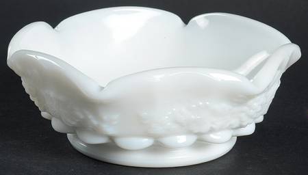 Paneled Grape Milk Glass Open Candy Dish