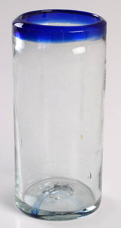 Cobalt Rim 12 Oz Flat Tumbler