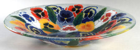 Pansies 15" Shallow Round Bowl