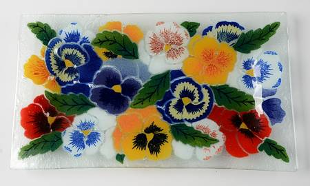 Pansies 14" Rectangular Tray