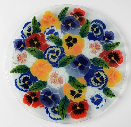 Pansies 13" Round Platter