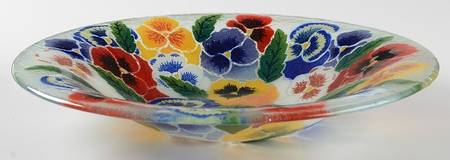 Pansies 13" Flared Bowl