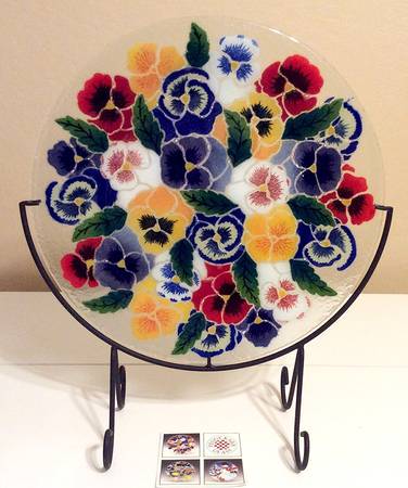 Pansies 16" Round Platter
