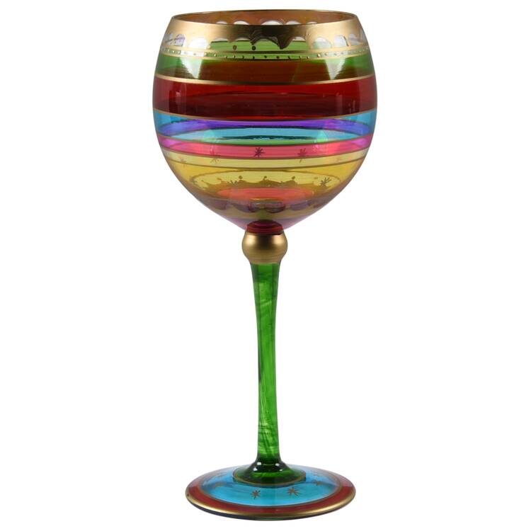 Festive Stripe (Gold Accents) Balloon Wine
