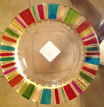Festive Stripe (Gold Accents) Dinner Plate