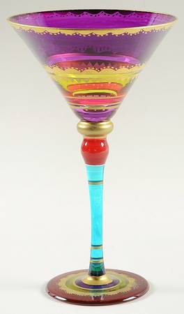 Festive Stripe (Gold Accents) Martini Glass