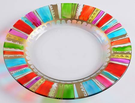 Festive Stripe (Gold Accents) Salad Plate