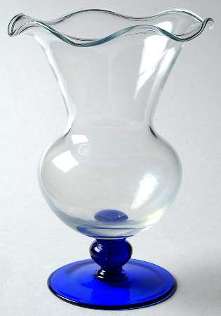 Crystal Sapphire 8" Crimped Vase