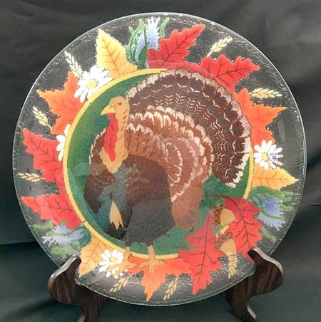 Turkey (On Green) 14" Round Platter