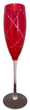 Diamond Etched Red Fluted Champagne