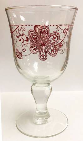 Red Floral Water Goblet
