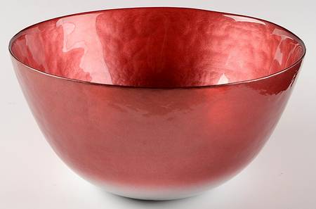 Pearlescent Red and Silver 9" Round Bowl